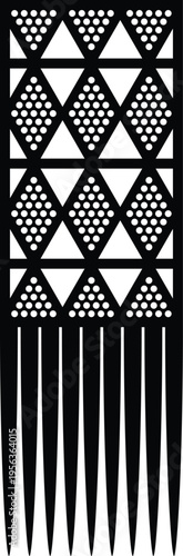 African Vintage Hair Pick Silhouette - Vector Design Illustration
