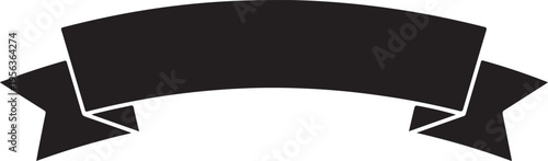 black silhouette ribbon tag banner isolated on white background