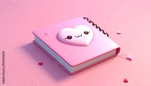 Wallpaper Mural Cute Pink Notebook with Heart Decoration. Torontodigital.ca