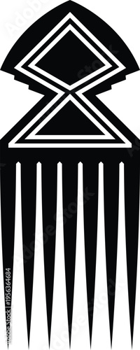 African Vintage Hair Pick Silhouette - Vector Design Illustration
