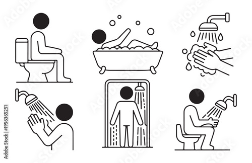 Hygiene and bathroom outline icons set. collection of symbols for daily personal care routine