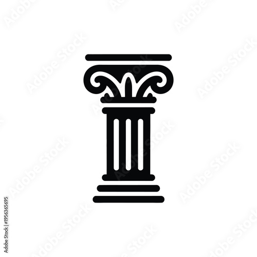 Black and white ancient column capital