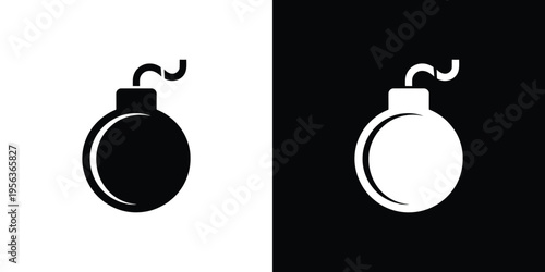 Black and white bomb symbols on contrasting backgrounds