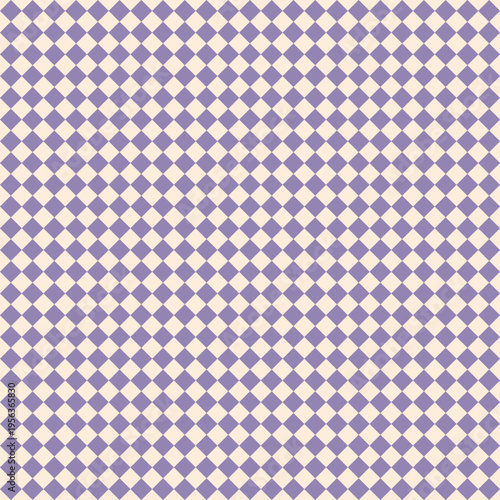 Seamless dusty lilac and cream geometric diamond grid pattern. Modern tiling background for wallpaper, packaging, textile, branding, and web design.