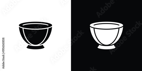Black and white bowl on contrasting backgrounds simple