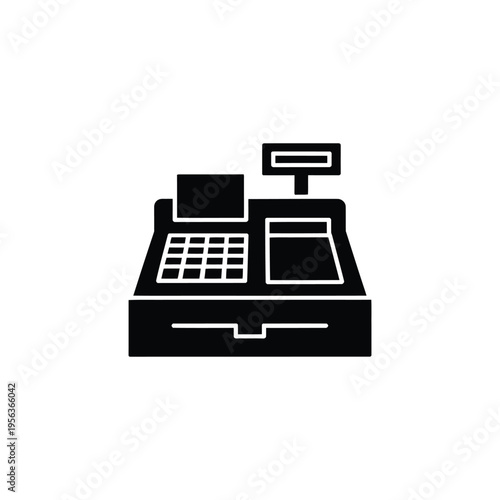 Black and white cash register retail payment transaction