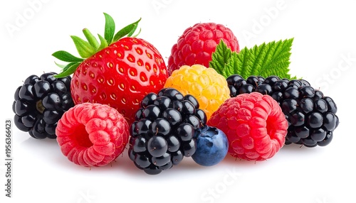 Wallpaper Mural Assortment of Fresh Berries on a White Background. Torontodigital.ca
