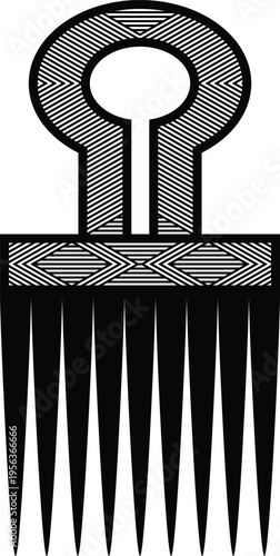 African Vintage Hair Pick Silhouette - Vector Design Illustration
