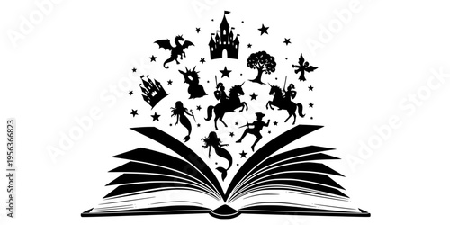 Open Book with Story Elements