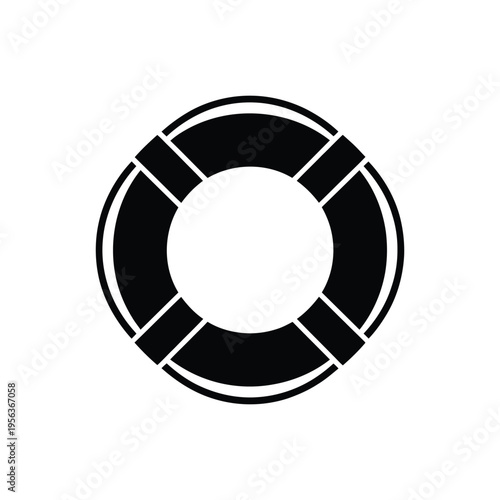 Black and white life preserver ring lifebuoy rescue ring 1
