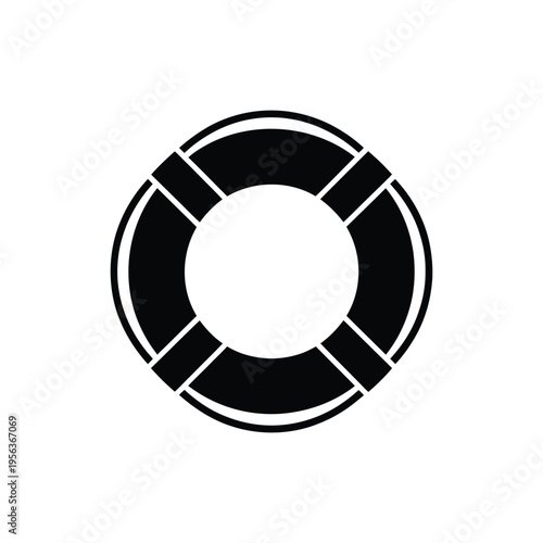 Black and white life preserver ring lifebuoy rescue ring