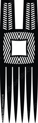 African Vintage Hair Pick Silhouette - Vector Design Illustration
