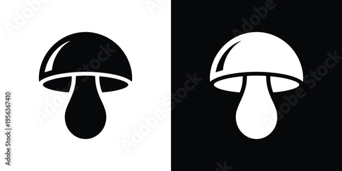 Black and white mushroom silhouettes on contrasting backgrounds 1