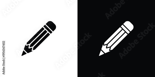 Black and white pencils on split background writing