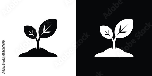 Black and white plant silhouettes on contrasting backgrounds 2