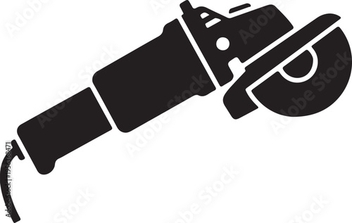 Angle grinder icon in silhouette on white background.