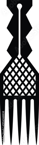 African Vintage Hair Pick Silhouette - Vector Design Illustration
