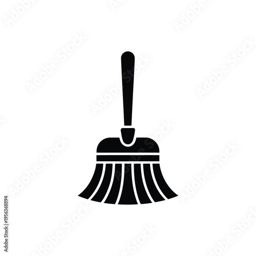 Black broom on white background cleaning tool sweep