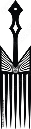 African Hair Pick - Vintage Afro Comb Silhouette Vector Design
