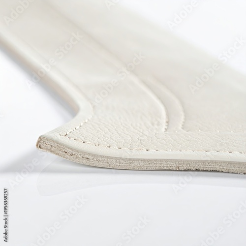 Cream-colored leather element with detailed stitching and soft texture
