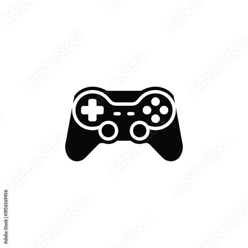 Black game controller with white outline gaming controller