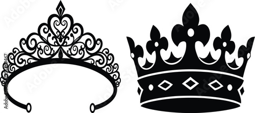 Royal crowns and tiara illustrations