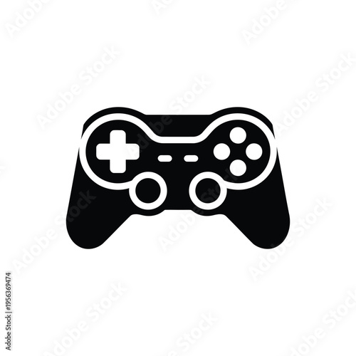 Black game controller with white outline gaming controller 1
