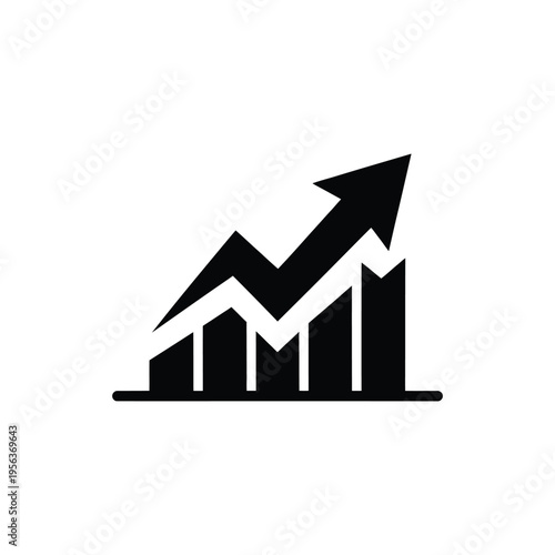 Black graph with rising arrow chart business finance
