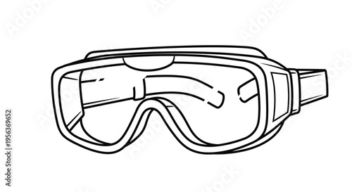 Industrial Safety Goggles Line Art Illustration with Hard Hat and Wrench Background