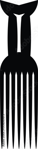 African Hair Pick - Vintage Afro Comb Silhouette Vector Design
