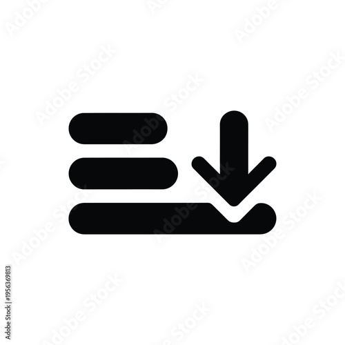 Black horizontal lines with downward arrow symbol download