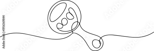 baby toy continuous one line drawing, Continuous one line drawing rattle toy. Baby, infant plastic toy. Children education, growth and development concept. Baby rattle. Classic rattle toy. Single line