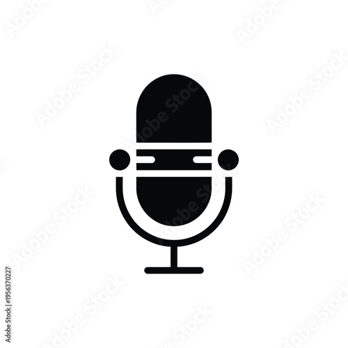 Black microphone on white background audio symbol sound voice recorder