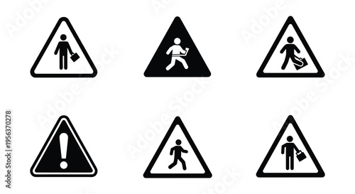Swimming safety warning signs various depictions of people in water