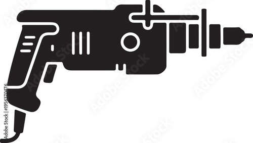 Drill machine icon in silhouette on white background.