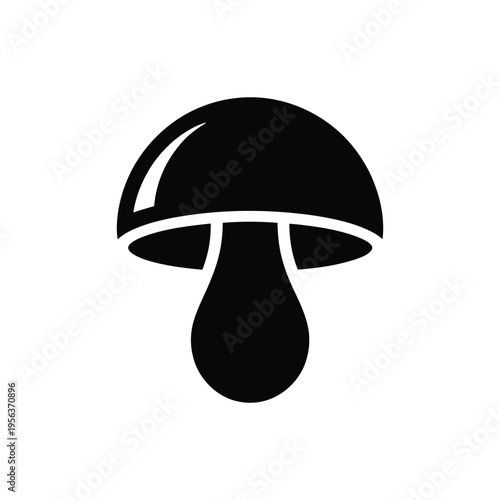 Black mushroom silhouette on white background fungus