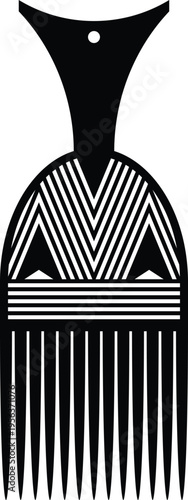 African Hair Pick - Vintage Afro Comb Silhouette Vector Design
