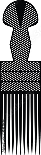 African Hair Pick - Vintage Afro Comb Silhouette Vector Design
