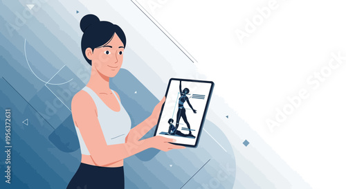 Woman learning yoga exercises online using a digital tablet for health and wellness