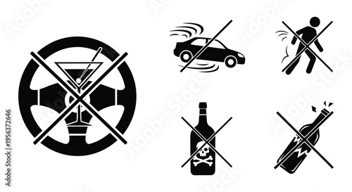 Don t drink and drive a collection of warning icons and symbols