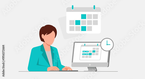 Woman scheduling appointments and managing tasks effectively using a computer application