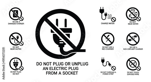 Electrical safety warnings do not use damaged chargers or near water