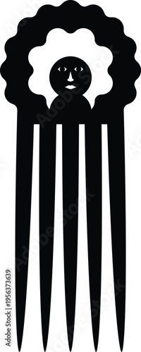 African Hair Pick - Vintage Afro Comb Silhouette Vector Design

