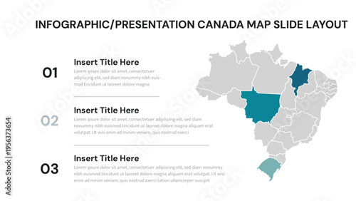 Brazil map infographic presentation template with highlighted regions for data analysis
