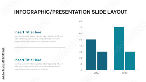 Business Infographic Presentation Layout with Bar Chart Showing Data for Different Years
