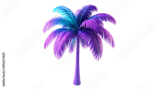 Neon lit palm tree on black background isolated for graphic design and summer vibes