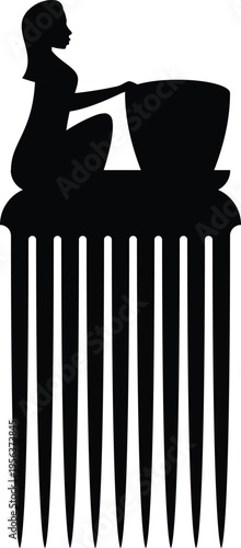 African Hair Pick - Vintage Afro Comb Silhouette Vector Design
