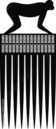 African Hair Pick - Vintage Afro Comb Silhouette Vector Design
