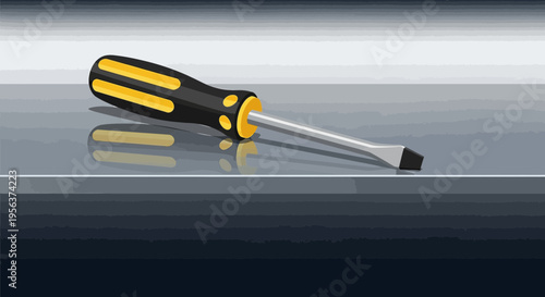 A sleek vector illustration of a flathead screwdriver exhibiting high detail and smooth gradients
