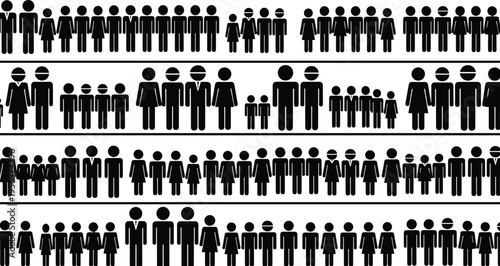 people crowd icons diversity population concept group silhouettes human society community demographic illustration teamwork social structure unity isolated background design